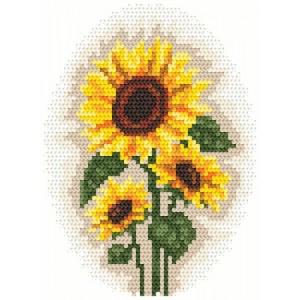 Stickset mit Sonnenblumen, Kreuzstichsticken mit Sonnenblumen 