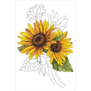 Stickset mit Sonnenblumen, Kreuzstichsticken mit Sonnenblumen 